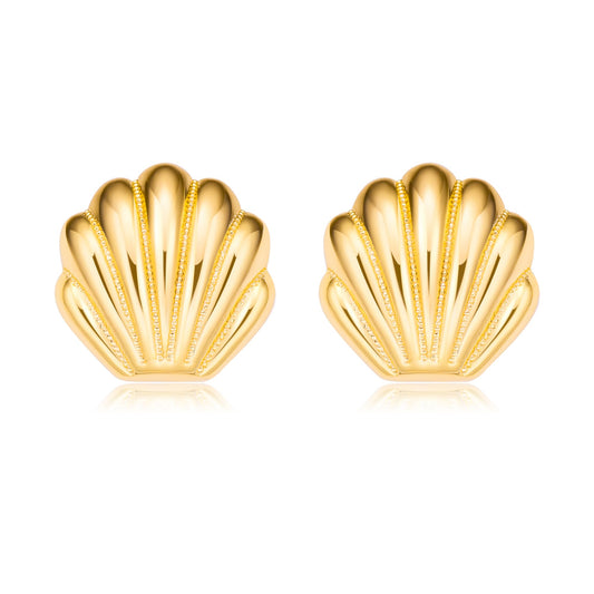 Gold Seashell Stud Earrings For Women