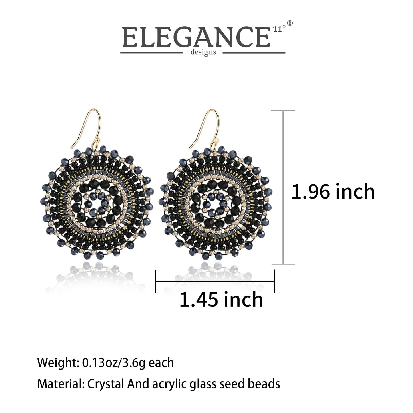 Black Earrings For Women Summer Beaded Crystals Glass Bead Dangle Drop Bohemia Beach Statement Earrings