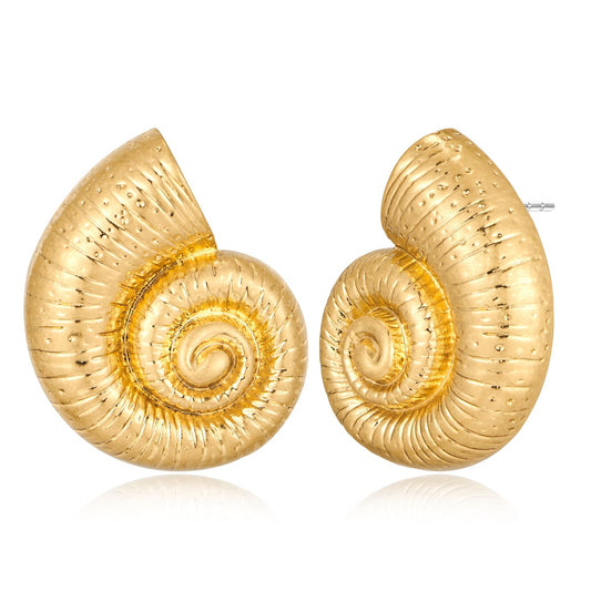 Gold Conch Shell Stud Earrings