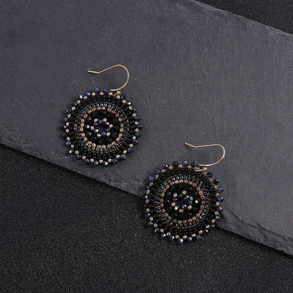 Black Earrings For Women Summer Beaded Crystals Glass Bead Dangle Drop Bohemia Beach Statement Earrings