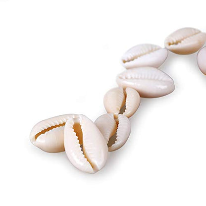 150-Piece White Cowrie Shell Beads - Natural and Strong - Smooth Cut Oval