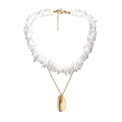 Seashell Layered Bead Choker Necklace Set