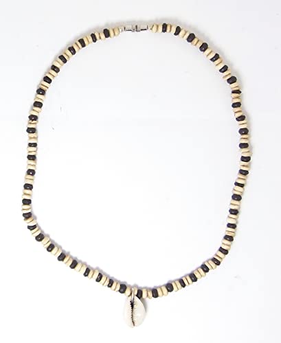 Cowrie Puka Sea Shell Necklace with Natural Bone Beads