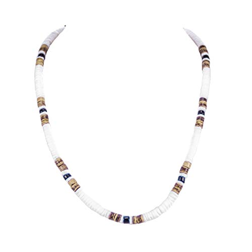 Natural Handcrafted Tiger and Black Coconut Puka Shell Necklace