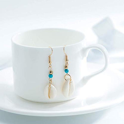 Cowrie Shell Boho Style Turquoise  Earrings