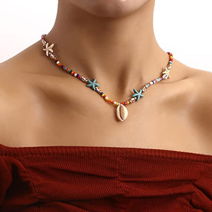 Boho Summer Layered Shell Choker Necklace
