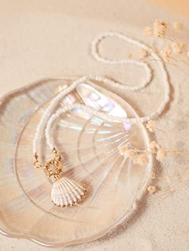 Bohemian White Beads Strand Choker Shell Summer Necklace