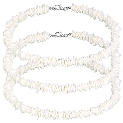 3 Packs of Beautiful Puka Shell, Clam Chip, and White Surfer Necklaces