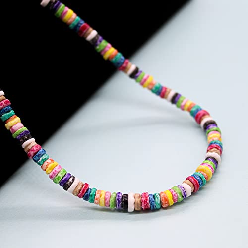 18" Rainbow Surfer Tie Dye Puka Shell Necklace