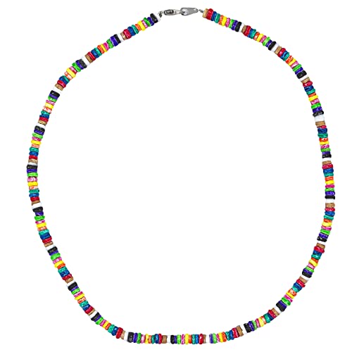 18" Rainbow Surfer Tie Dye Puka Shell Necklace