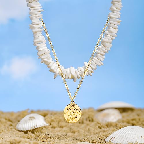 Turtle Layered Seashell Bead Choker Necklace Set