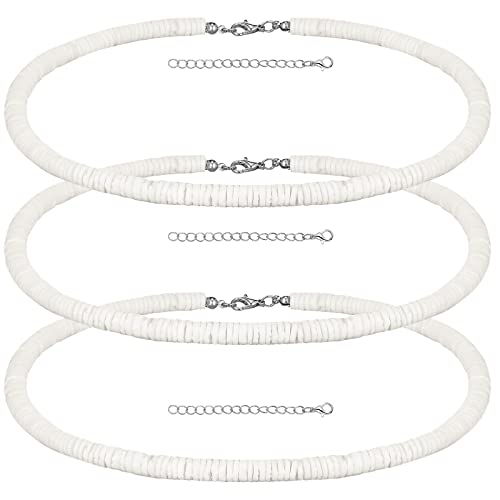 Elegant Trio of Natural White Puka Shell Necklaces & Chokers