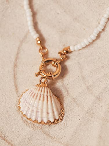 Bohemian White Beads Strand Choker Shell Summer Necklace