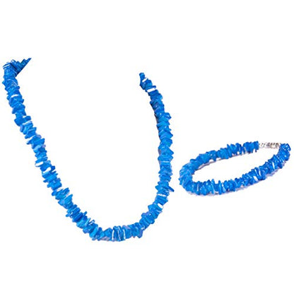 2 Piece Set ~ Dark Blue Puka Chip Shell Necklace & Anklet