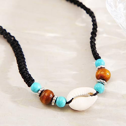 Brown Suede Layered Bohemian Necklace Turquoise Western Coin Pendant Necklace