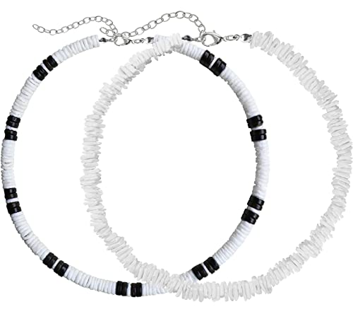 White Puka Chip Shell Choker with Coconut Shell Pendant