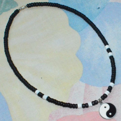 Yin Yang Pendant Puka Shell Choker Necklace for Men