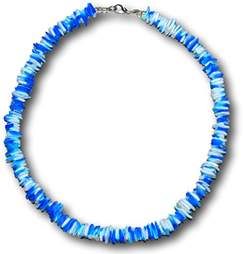 Handcrafted Blue Splash Puka Shell Necklace for Positive Energy