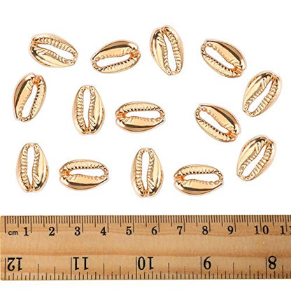 100pcs Golden Cowrie Shell Beads for Jewelry Making and Home Decor