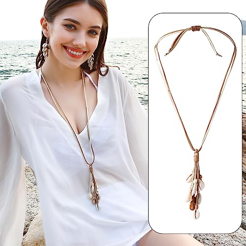 Long Shell Necklace Beach Boho Cowrie Shell Necklace