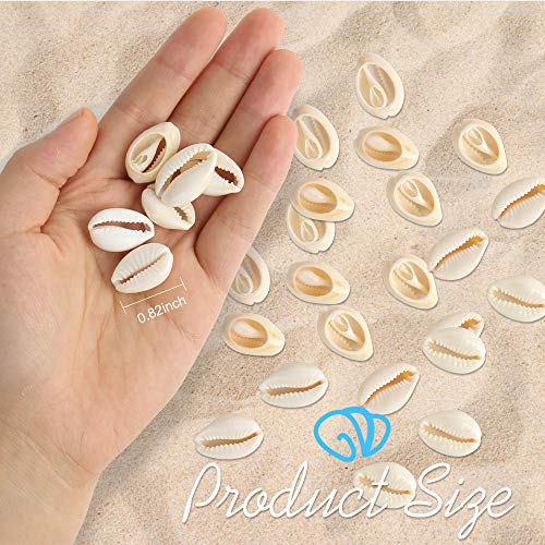 120-Piece Natural Spiral Shell Beads with Open Back and Big Hole - 18-22mm - Includes Black Waxed Cotton Cord for Jewelry Making