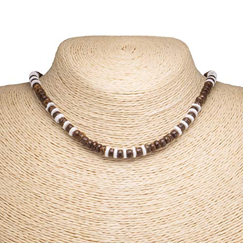 Brown Coconut Wood and Puka Shell Necklace