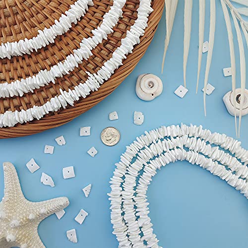 Natural White Puka Shell Beads Set - 360 Pieces of 7~10mm Organic Mother of Pearl Chip Beads for Jewelry Making