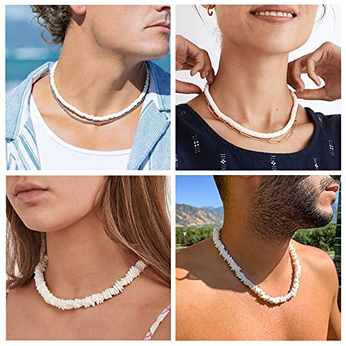 Handmade White Puka Shell Necklace Set for Summer