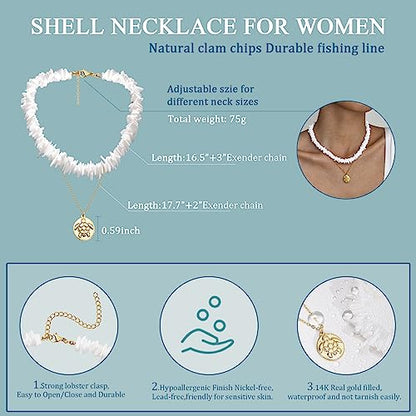 Turtle Layered Seashell Bead Choker Necklace Set