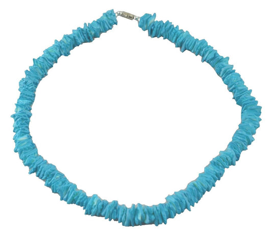 18" Chips Puka Shell Necklace Turquoise Blue