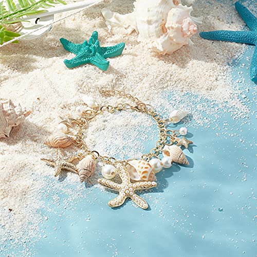 Sea Shell Starfish Pearl Charm Bracelets