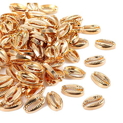 100pcs Golden Cowrie Shell Beads for Jewelry Making and Home Decor